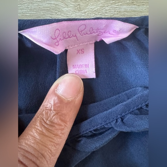 Lilly Pulitzer Candice Silk Dress in True Navy SZ XS - Picture 5 of 8